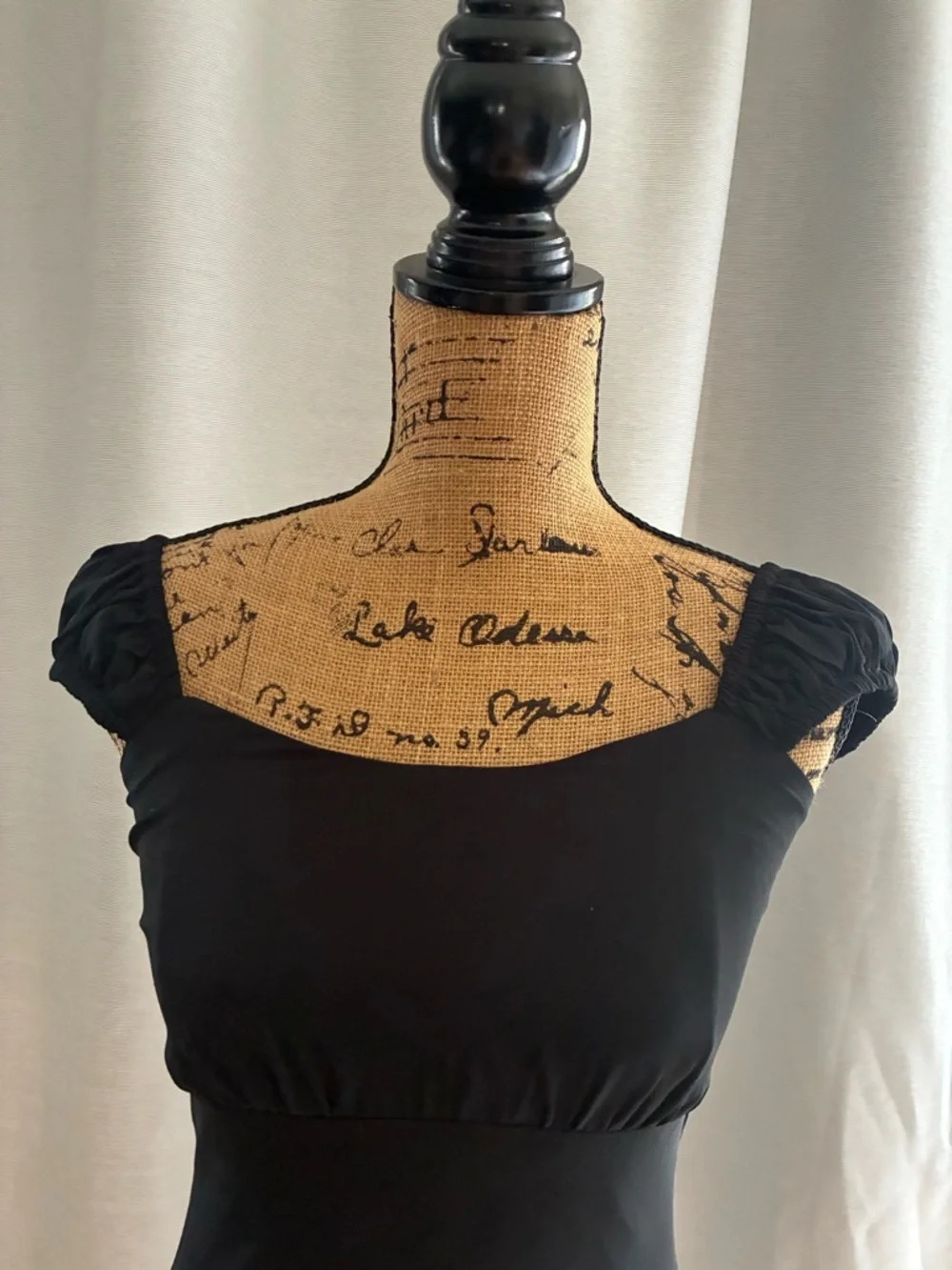 Abercrombie & Fitch Black Ruched Cap Sleeve Maxi Dress